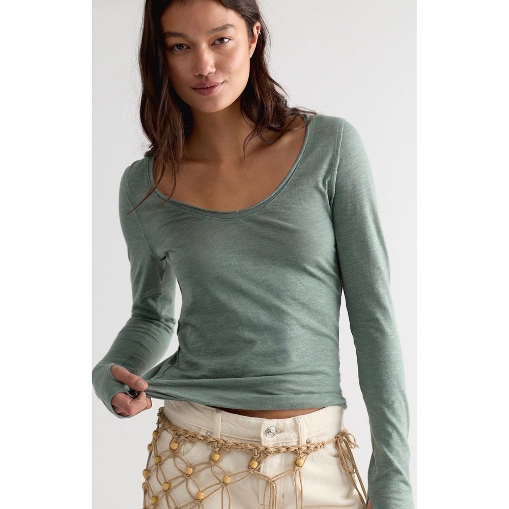 We the free Siren Long Sleeve Tee NWOT olive leaf